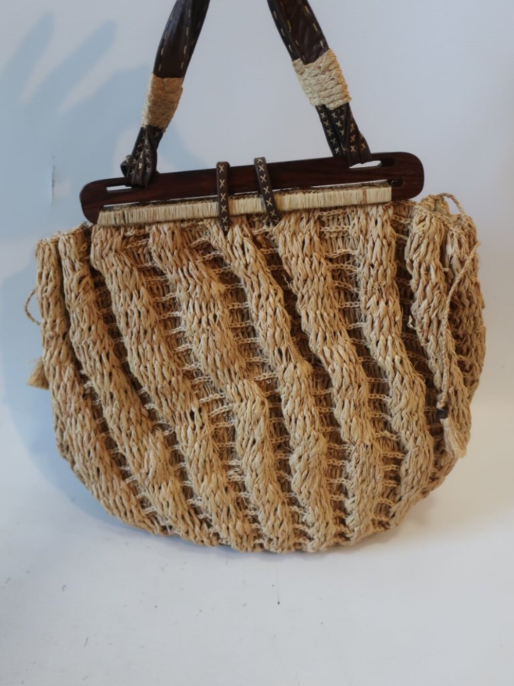 Womens Tocca Beige Straw & Leather Handbag - Picture 7 of 10